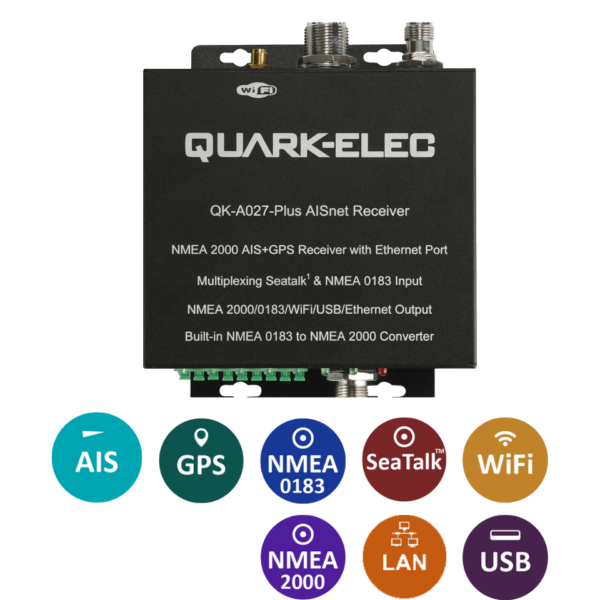 QK-A027-plus NMEA 2000 AIS+GPS Receiver with NMEA Multiplexer and Ethernet, N2K, WiFi,USB Outputs
